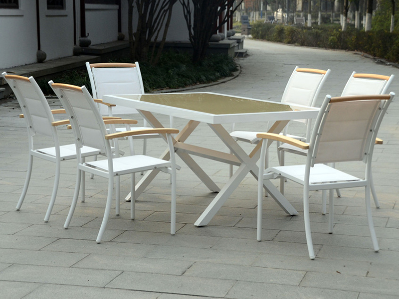 Prostokątny stół 6Seater stół ogrodowy patio 7pcs Zestaw ogrodowy YQ-023A-2