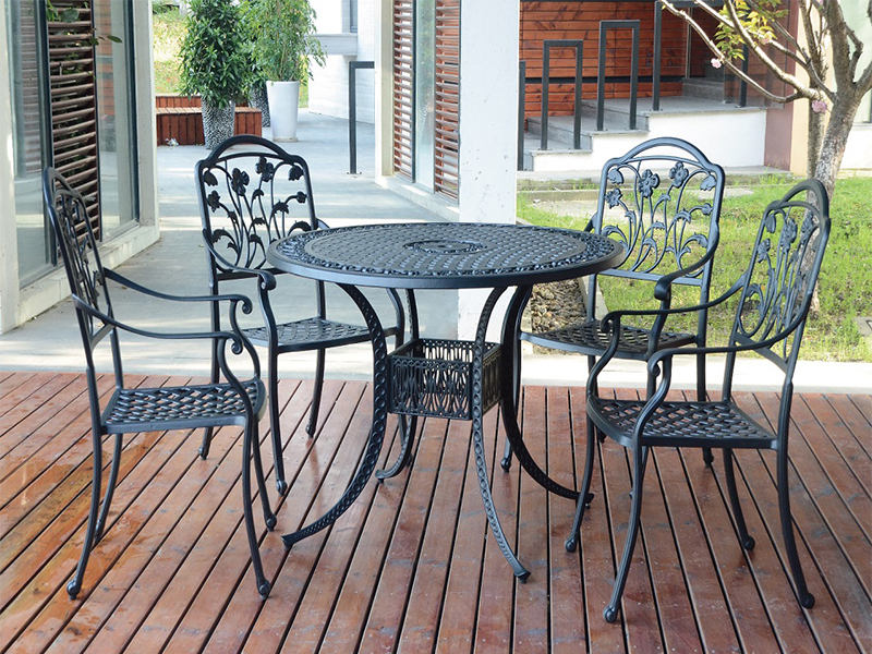Cast aluminiowy zestaw ogrodowy na patio, zestaw do jadalni 5pcs yqa-828