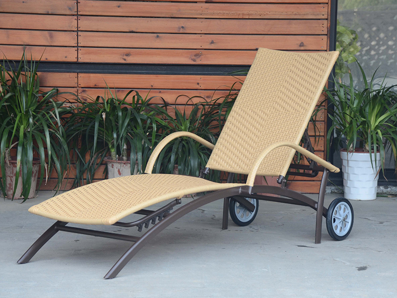 Outdoor Rattan Lounge z dwoma kółkami, aluminium rattan tkackie, aluminiowe dżinie, YQ-RB-404A