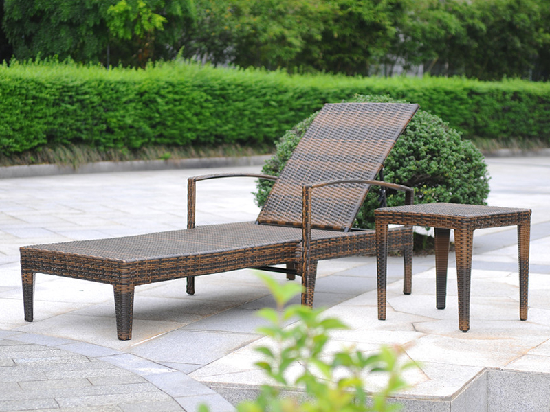 Outdoor Rattan Lounge, aluminiowe rozkładane łóżko Rattan, Rattan Daytbed YQ-RB-409