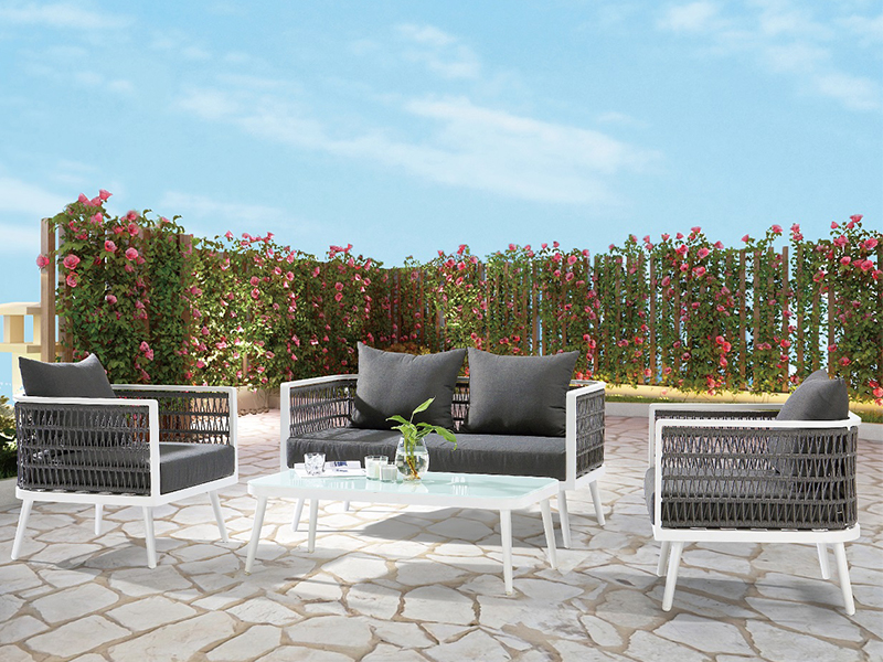 Rope tkające 4pcs sofa zestaw mebli ogrodowych na zewnątrz meble ogrodowe krzesło YQC-2743