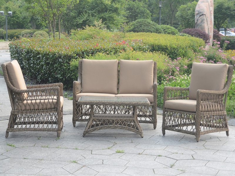 Ładna okrągła sofa do tkania rattanu, sofa na zewnątrz w stylu europejskim, aluminiowa sofa rekreacyjna sofa YQR-527B-2