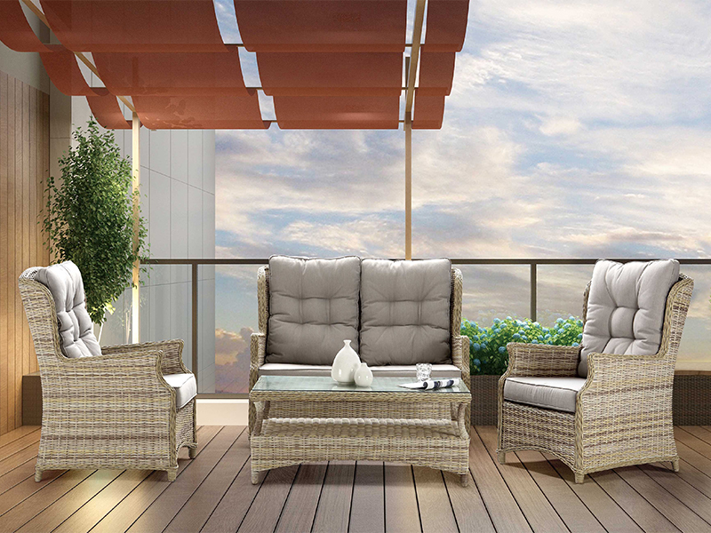 4PCS Rattan Garden Sofa ustawiona pół okrągłego rattanu i okrągłego rattana tkającego YQR-724